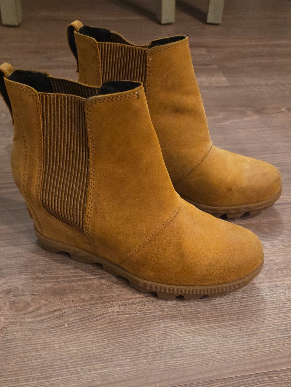 Sorel Joan Of Arctic Suede Wedge Ankle Boot - Mustard